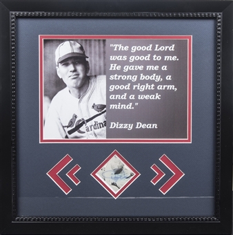 Dizzy Dean Signed Cut & Photo In 17x17 Framed Display (PSA/DNA)